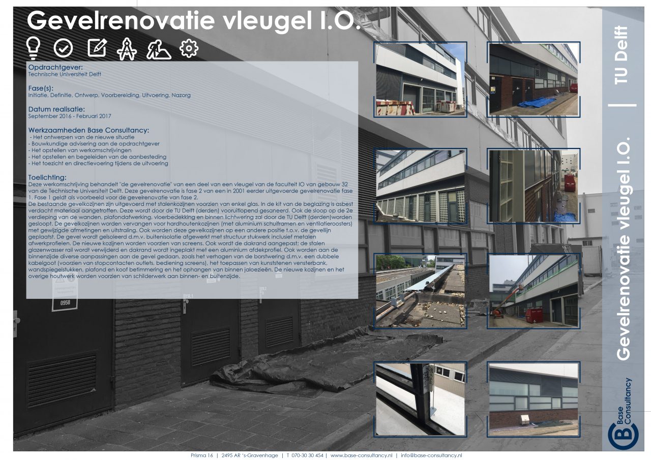 Gevelrenovatie vleugel faculteit IO TU Delft